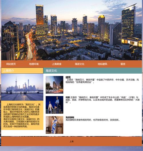 html网页设计期末课程大作业我的家乡上海介绍纯htmlcss制作